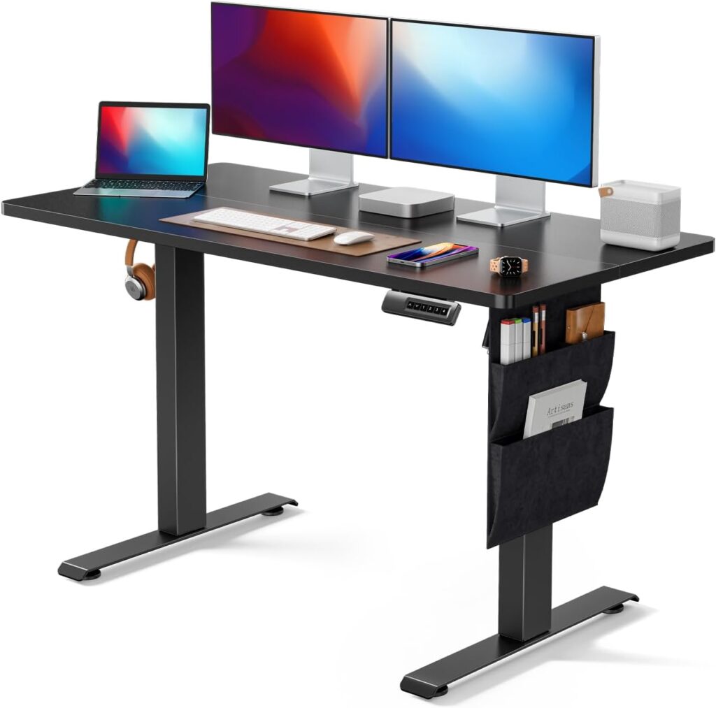 Marsail Standing Desk Adjustable Height Home Office Desk,‎48x24 Inch Electric Standing Desk, Stand up Desk with Storage Bag,Headphone Hook for Computer Workstations Desk Memory Preset