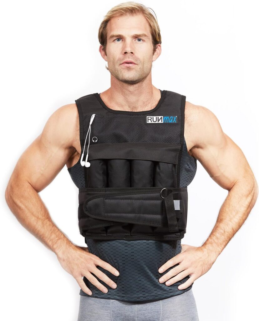 RUNmax Pro Weighted Vest 12lbs/ 20lbs/ 40lbs/ 50lbs/ 60lbs with Shoulder Pads Option