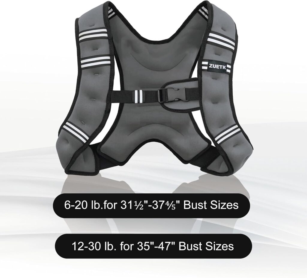 Weighted Vest, 6lb/8lb/12lb/16lb/20lb/25lb/30lb Weight Vest with Reflective Stripe, Weighted Vest for Men Women Workout Equipment for Strength Training, Running, Jogging, Fitness, Weight Loss