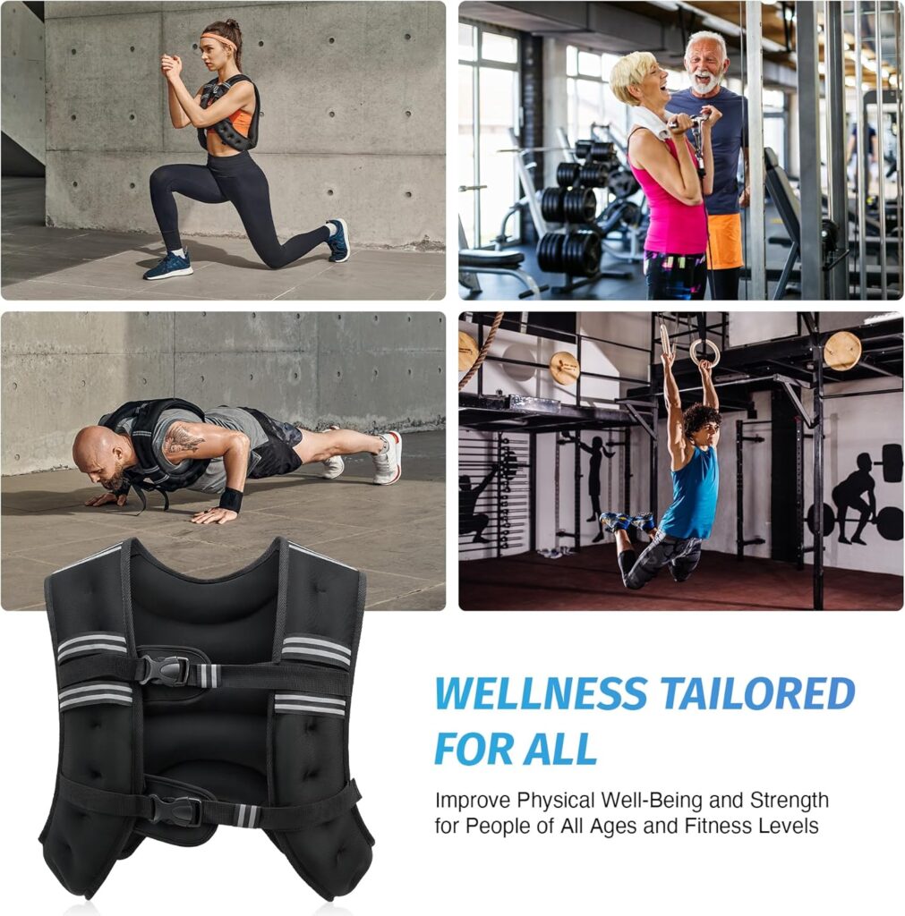 ZELUS Weighted Vest, 6lb/8lb/12lb/16lb/20lb/25lb/30lb Weight Vest with Reflective Stripe for Workout, Strength Training, Running, Fitness, Muscle Building, Weight Loss, Weightlifting